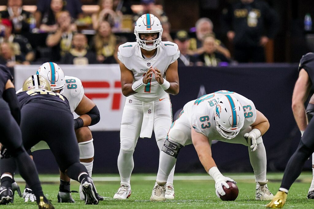 Dolphins QB Recommends ‘Sound Of Freedom’ At Presser, Ex-QB Warns About Child Trafficking Tua Tagovailoa and the Miami Dolphins at New Orleans Saints 2021